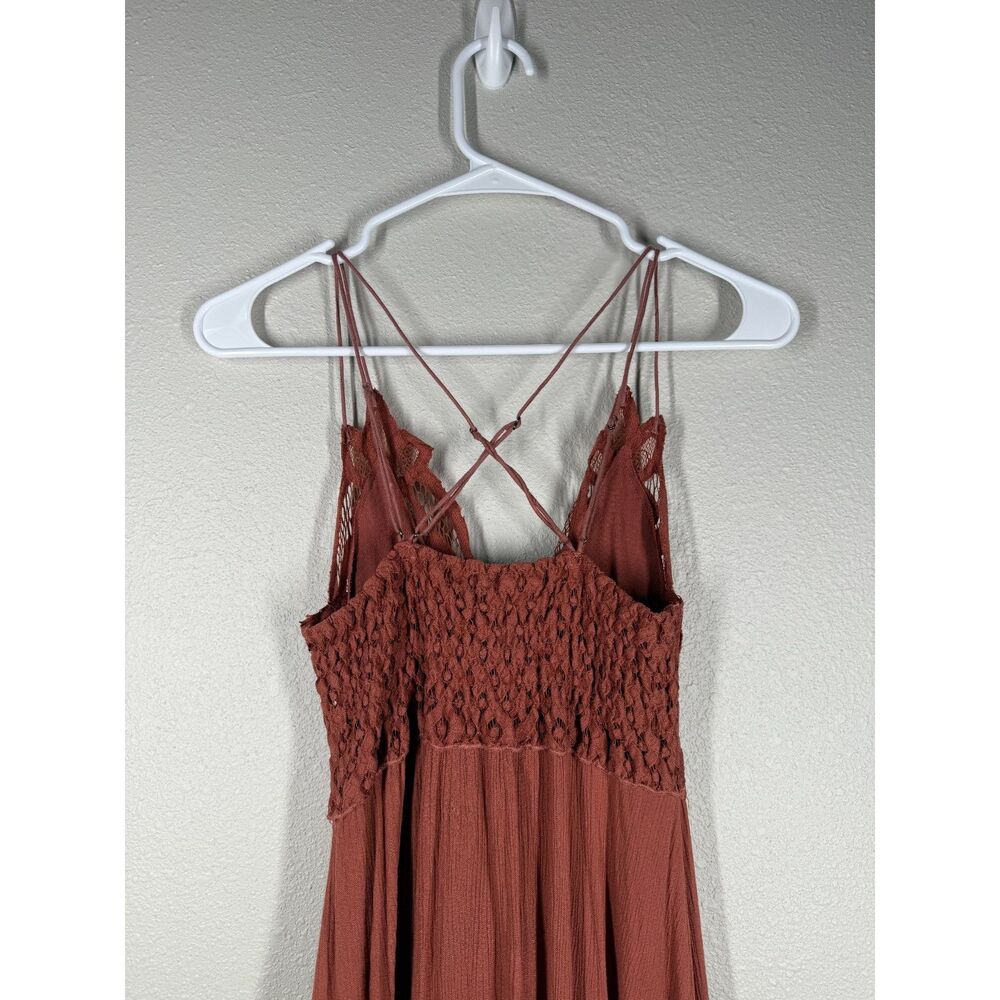 Free People Womens Orange Adella Mini Dress Sz XS Boho Feminine Cute - Picture 5 of 9